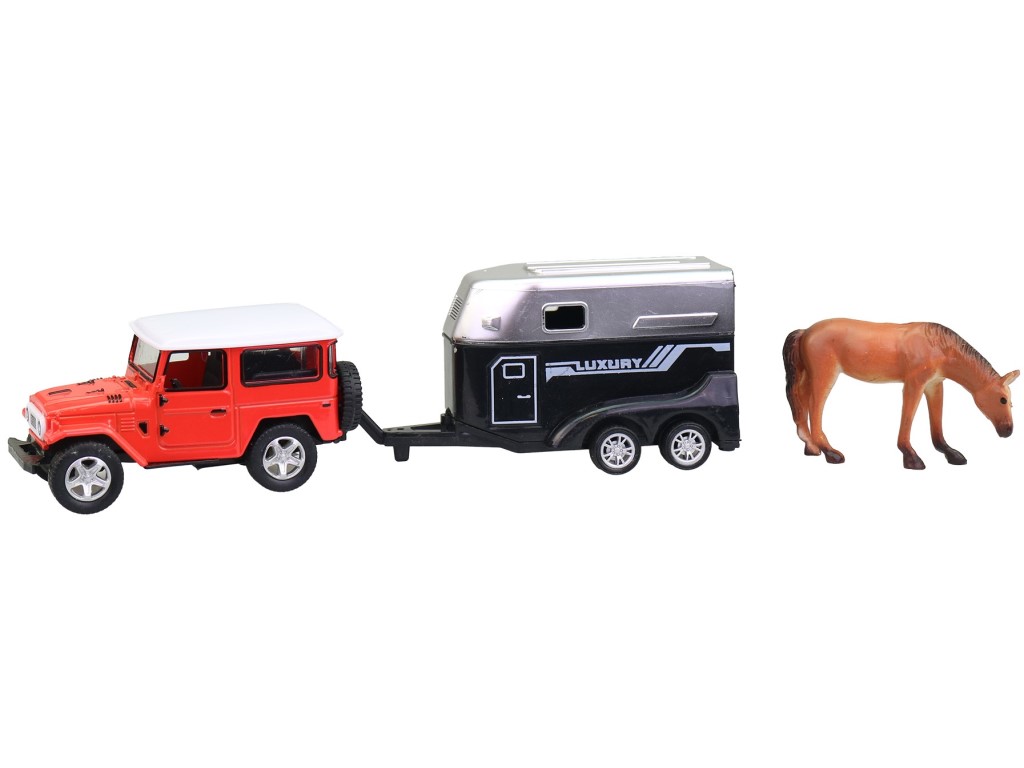 Auto s přívěsem a zvířátkem, 25 cm