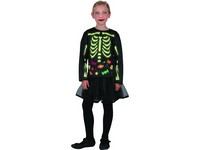09240 - Šaty na karneval -  kostra  dívka svítící v tmě, 110 - 120 cm